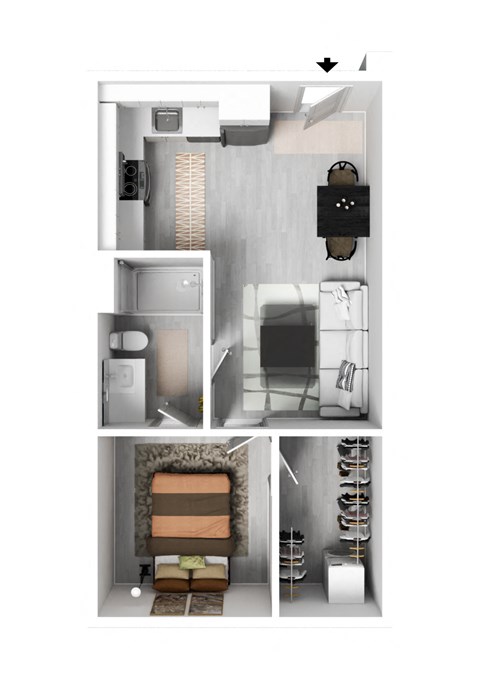 a stylized floor plan of a 2100 sq ft apartment
